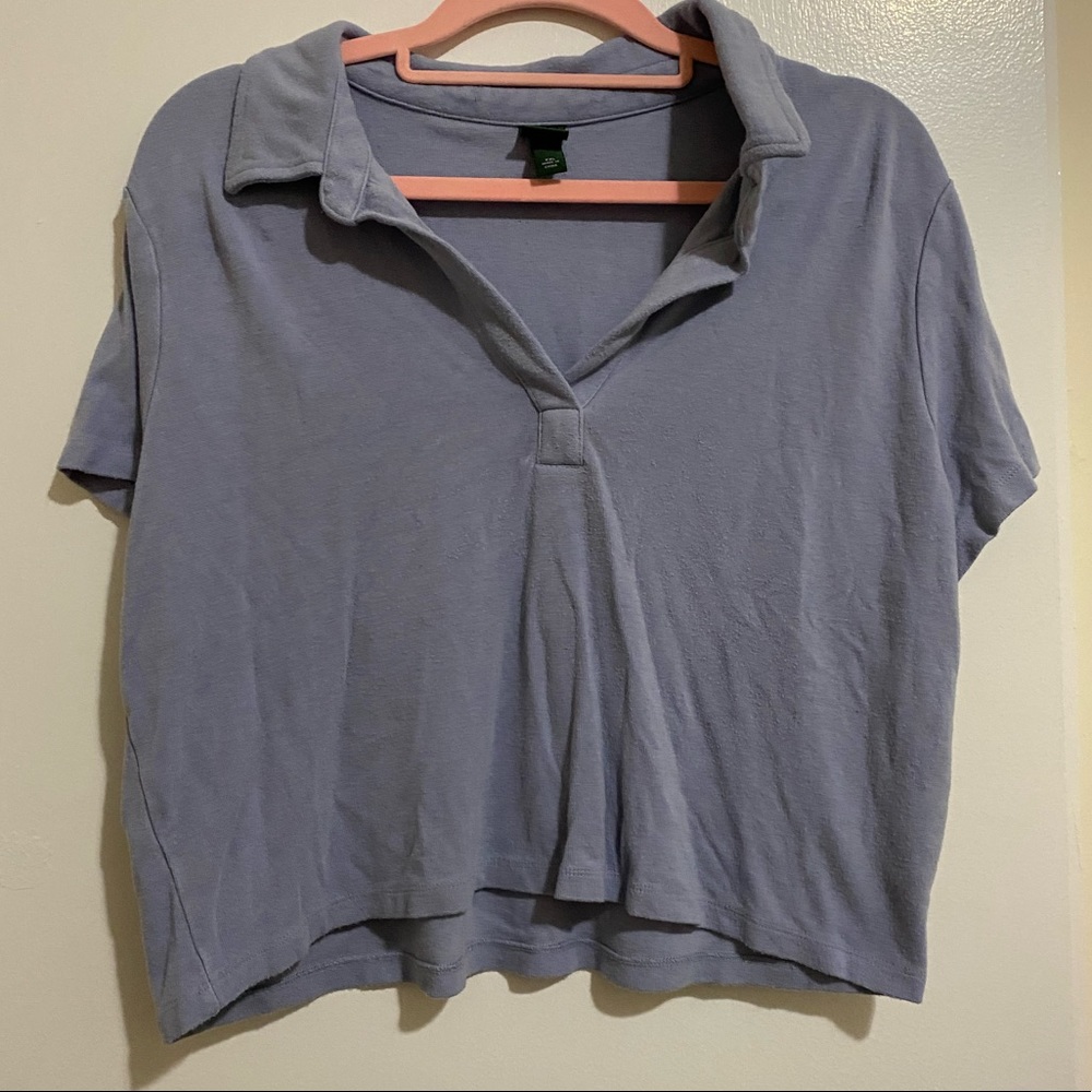 Blue Collard Crop Top
